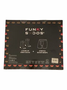 Funky Socks Men's Donut Print 2 Pair Crew Socks + Stretch Boxer Briefs Boxed Set